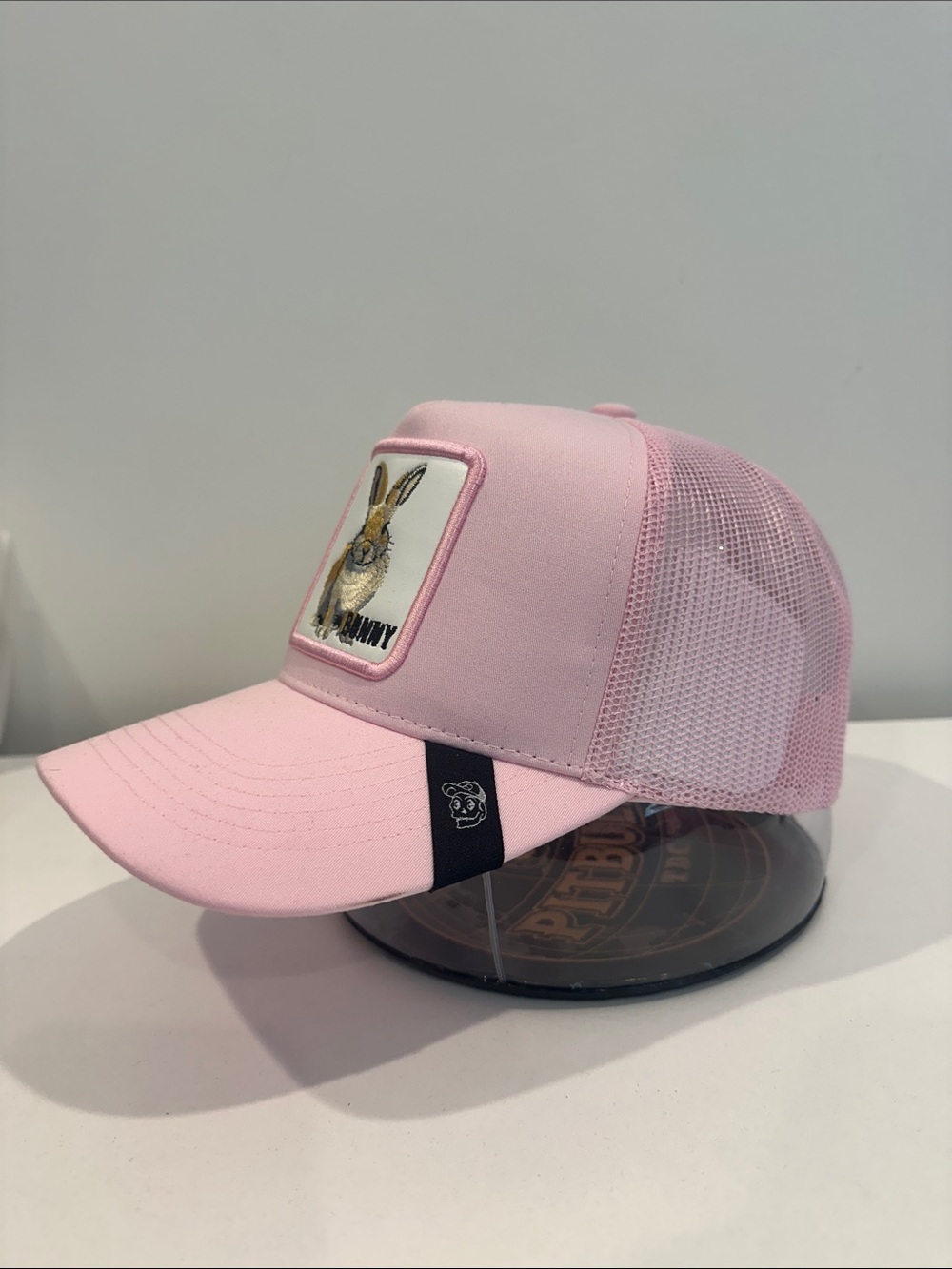 Pink Bunny Patch Trucker Hat Embroidered Rabbit Snapback Cap - Picture 5 of 8
